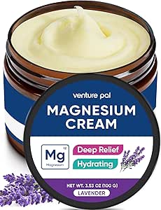 Venture Pal Magnesium Lotion, Topical Magnesium Cream - Sleep, Muscle Cramp and Relaxation, Moisturizing, Non-Greasy Supplement with Coconut Oil, Shea Butter & Hyaluronic Acid, Lavender