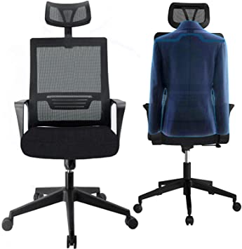 Ergonomic Office Chair，Mimoglad High Back Mesh Desk Chair with Adjustable Headrest, Height Adjustable Task Chair, Durable Cushion and Fabric Computer Chair for Home Office