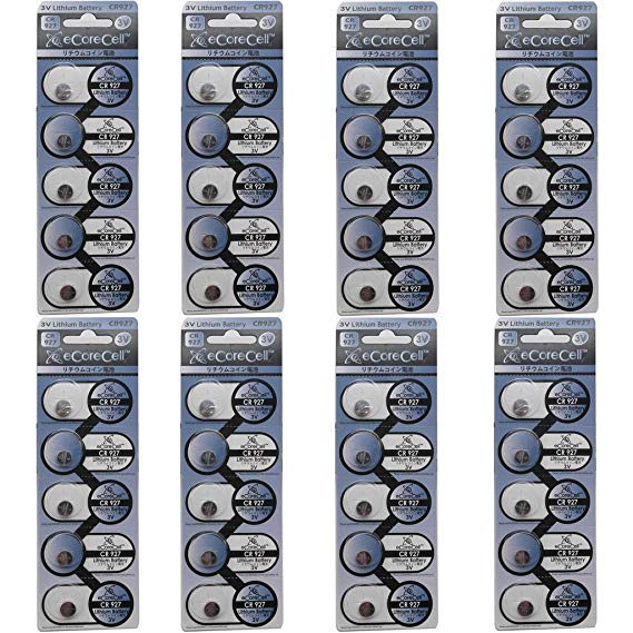 eCoreCell (40pcs) CR927 3V 3 Volt Lithium Single Use Non-rechargeable Button Coin Cell Battery