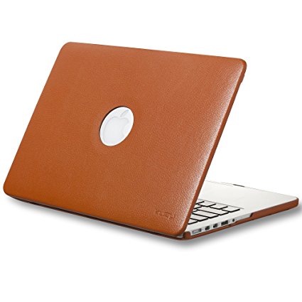 Kuzy - ORANGE LEATHER Hard Case for Older MacBook Pro 13.3" with Retina Display A1502 / A1425 Shell Cover Leatherette - ORANGE