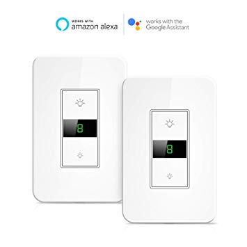 Smart Dimmer Switch, Maxcio Smart Light Switch Dimmable, Compatible with Alexa and Google Home, APP remote control, Timer/Schedule Function, No Hub Required - 2 Packs