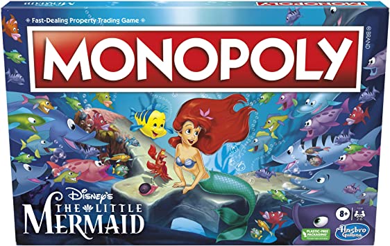 Monopoly: Disney's The Little Mermaid Edition Board Game, Family Games for 2-6 Players, Board Games for Family and Kids Ages 8 , with 6 Themed Monopoly Tokens (Amazon Exclusive)