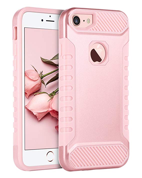 iPhone 6S Case,iPhone 6 Case,iPhone 7 Case,BENTOBEN Slim Dual Layer Hybrid Hard PC Soft TPU Heavy Duty Rugged Bumper Shockproof Anti Slip Full-Body Protective Case for iPhone 6S/6/7(4.7 inch)Rose Gold