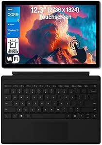 Microsoft Surface Pro 4 Laptop Tablet, 12.3" (2736 x 1824) Touchscreen, Core i5-6300, 4GB RAM, 128GB SSD, Backlit Keyboard, USB 3.0, Mini DisplayPort Windows 10 pro (Renewed)