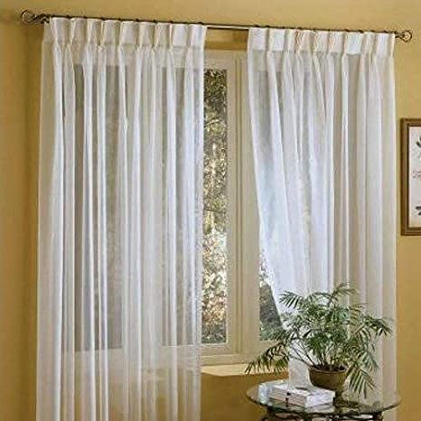 IYUEGO Linen White Solid Sheer Curtains Pinch Pleated Top with Custom Multi Size 72" W x 84" L (Two Panels)