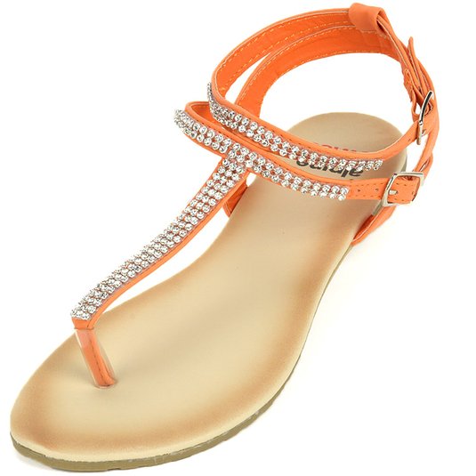 Alpine Swiss Womens Slingback T-Strap Rhinestone Ankle Strap Thong Sandals