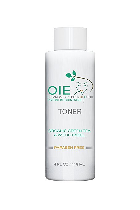 Premium Organic Skincare & Facial Toner by OIE w/Lavender, Witch Hazel & Green Tea - Specially Formulated for All Skin Types & pH Balanced {4 Fluid Oz Spray Bottle}