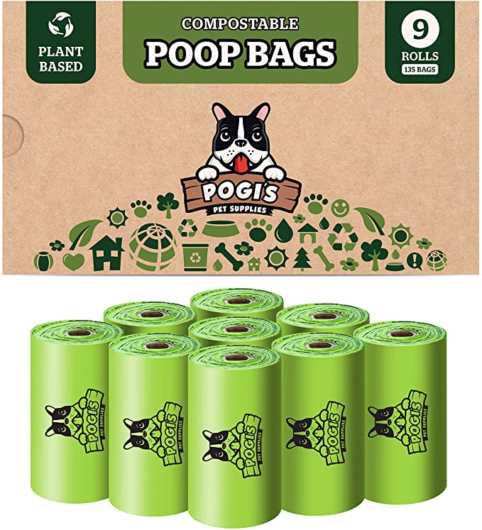 Pogi's Compostable Poop Bags - Leak-Proof, Plant-Based, ASTM D6400 Certified Home Compostable Waste Bags for Dogs