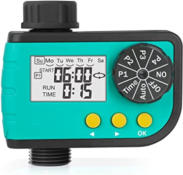 Water Timer, 7 Day Programmable Sprinkler Timer, Digital Hose Timer with 4 Separate Program, Ideal for Garden Lawn & Outdoor Plant Watering and Drip Irrigation System, Automatic/Manual Control