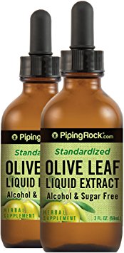 Olive Leaf Liquid Extract Alcohol Free 2 Dropper Bottles x 2 fl oz (59 mL)