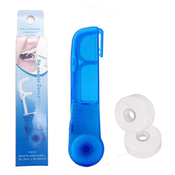 N Noble One Oral Picks Replaceable Self-Cut Dental Floss Holder Toothpick Flosser Organizer Rack with 60 Meters Dental Floss (Blue)