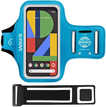 Pixel 4 XL/3a XL/3 XL/2 XL Armband, BUMOVE Gym Running Workouts Sports Phone Arm Band for Google Pixel 4XL, 3aXL, 3XL, 2XL with Key/Card Holder (Blue)