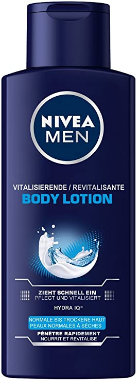 NIVEA Men Pack of 1 body lotion, 1 x 250 ml bottle, vitalising body lotion, absorbs quickly for normal to dry skin