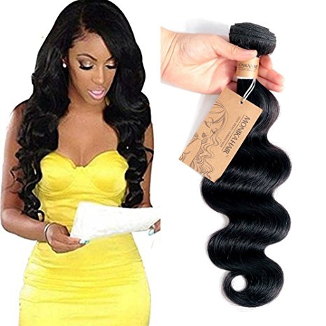 Human Hair 1 Bundle 10in 100g Body Wave 7A Grade Brazilian Virgin Remy Human Hair Weaves Extensions Natural Black by MONIKAHAIR