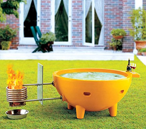 ALFI brand  FireHotTub-OR Round Fire Burning Portable Outdoor Fiberglass Soaking Hot Tub, Orange