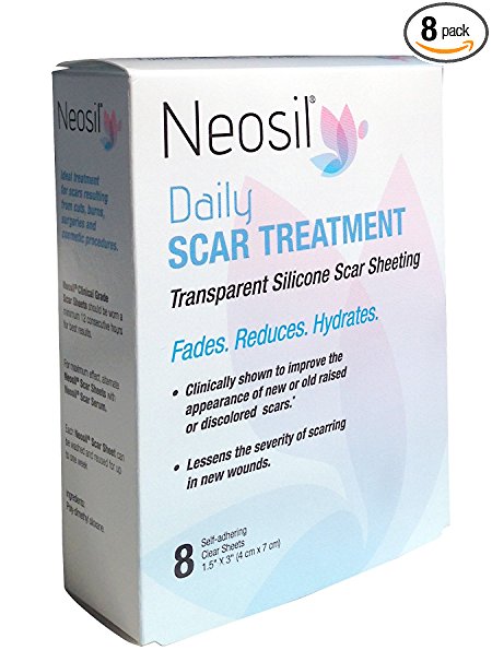 Neosil NEO-0159 Daily Transparent Silicone Scar Sheeting, 1-1/2" x 3" (Pack of 8)