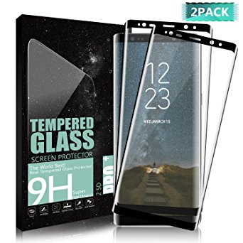 Galaxy Note8 Screen Protector, DANTENG Full Screen Coverage (2 Pack) Ultra HD Clear Scratch Resistant Tempered Glass Screen Protector for Galaxy Note8 - Black