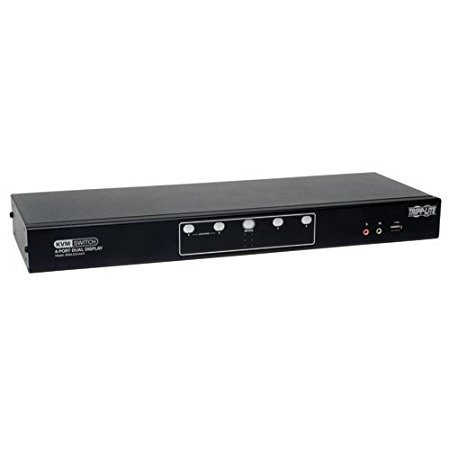 Tripp Lite 4-Port Dual Monitor DVI KVM Switch with Audio, USB 2.0 Hub & Cables (B004-2DUA4-K)