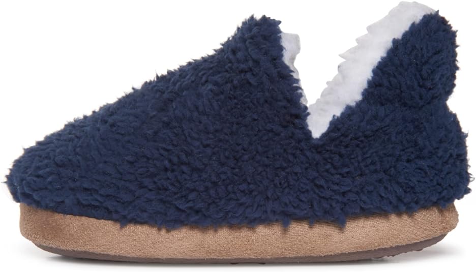 Lucky Brand Toddler Boys Non Slip Sherpa A-Line Home Slippers, Kids Rubber Sole Indoor House Shoes Bedroom Slipper, Size 5-10