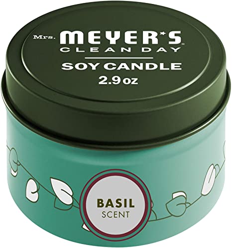 Mrs. Meyer’s Clean Day Scented Soy Tin Candle with Essential Oils, Basil Scented, 2.9 oz
