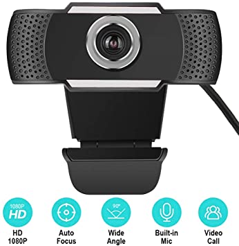 SeoJack HD 1080P Webcam for PC Desktop Computer Laptop with Dual Microphone, Live Streaming Webcam Widescreen HD 90-Degree Extended View Webcam for Video Teaching Conference Recording Gaming Streaming
