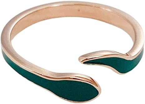 HONEYCAT Adjustable Snake Ring in Green Enamel, Gold, Rose Gold, or Silver | Minimalist, Delicate Jewelry