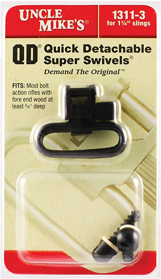 Uncle Mike's QD 115 RGS Bolt Action Wood Screw Type Sling Swivels (Blued, 1-1/4-Inch Loop)