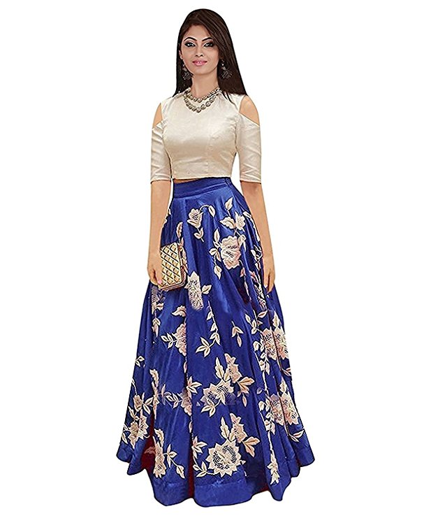 Roadstar India Women's Semi Stitched Lehenga tops for women western wear (SDK Series_2017_Free Size Unstitched)