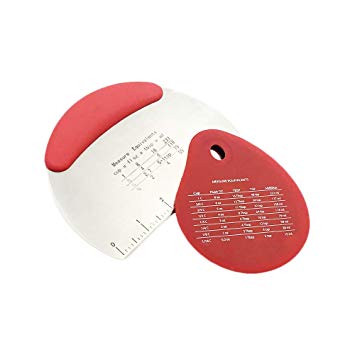 Boozuk Pastry Scraper Pizza Dough Scraper Stainless Steel Bread Chopper Bench Pastry Knife Kitchen Tool Set With Silicone Handle and Bowl Scraper for Cakes, Nuts, Herbs, Chocolate, Soap, Baking, Red