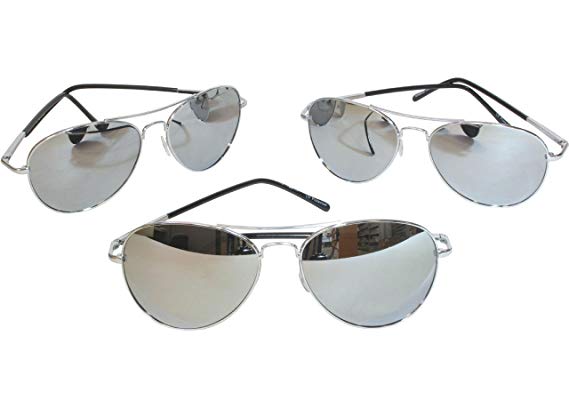G&G Chrome Metal Silver Spring Hinge Mirrored Aviator Sunglasses 3 Pr Special
