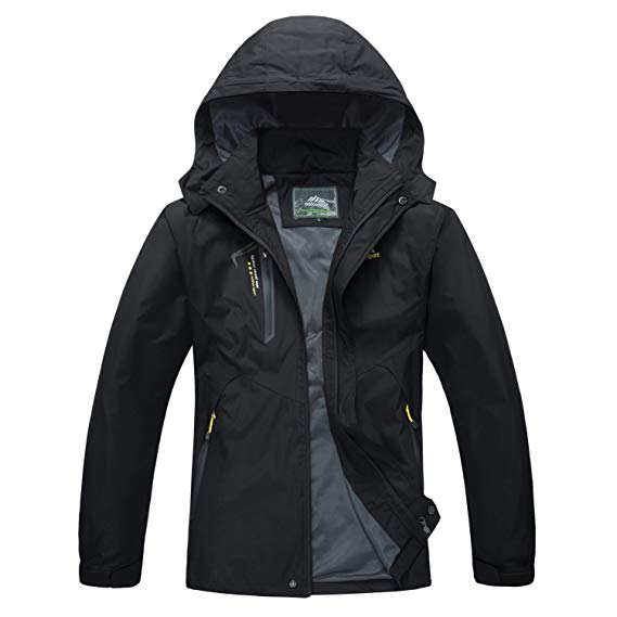 MAGCOMSEN Men's Outdoor Jacket 4 Pockets Hooded Windproof Jacket Waterproof Rain Coat