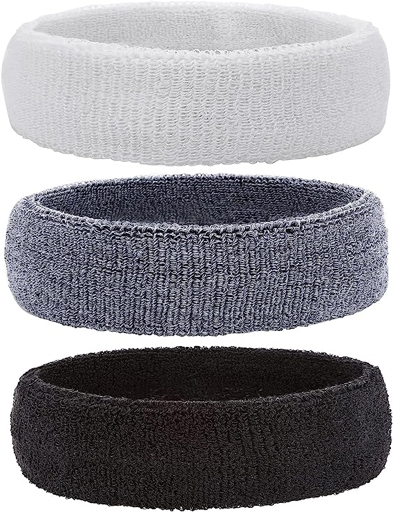 Sweatbands Sports Headband for Teenagers, Moisture Wicking Athletic Polyester Hairband Head Sweat Bands for Running, Tennis, Basketball, Gym, Working Out