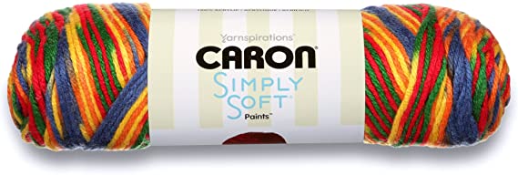 Caron Simply Soft Paints Yarn (4) Medium Worsted Gauge 100% Acrylic - 5 oz - Crayon  -  Machine Wash & Dry
