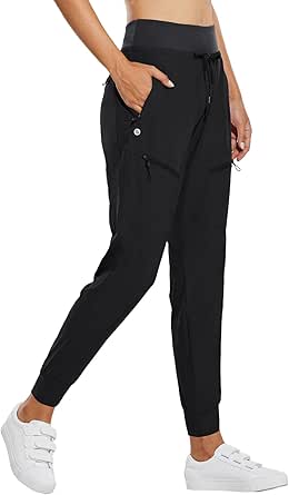 BALEAF Women's Joggers Lightweight Hiking Pants High Waist 5 Zipper Pockets Quick Dry Travel Athletic UPF50