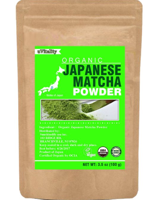 uVitality- Organic Japanese Matcha Green Tea Powder- USDA Certified Organic-Culinary Grade 3.5oz(100 g)