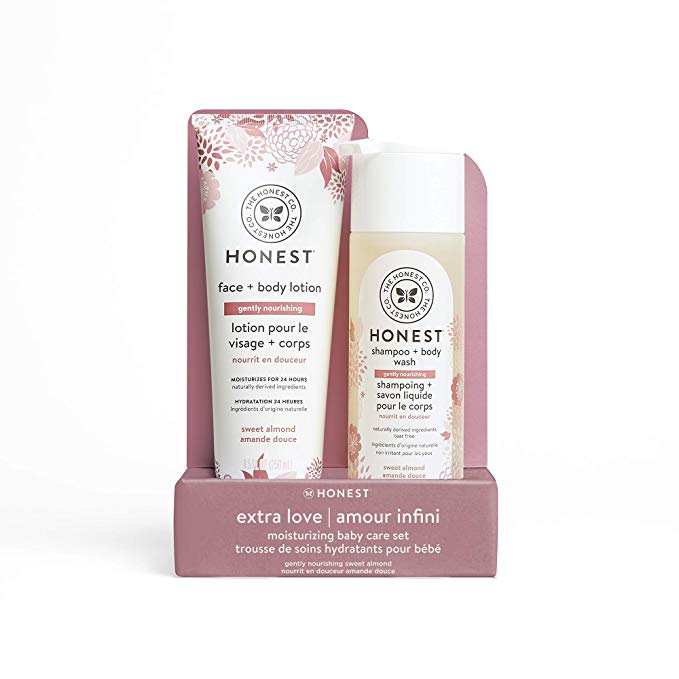 The Honest Company 2Piece Sweet Almond Shampoo   Body Wash (10 Fl. Oz.) Face   Body Lotion (8.5 Fl. Oz.) Bundle | Tear Free | Naturally Derived Ingredients | sulfate & Paraben Free Baby Bath