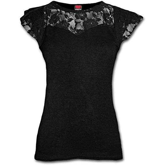Spiral - Womens - GOTHIC ELEGANCE - Lace Layered Cap Sleeve Top Black