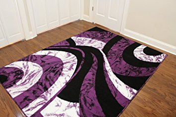 Eldorado Modern Design Printed Swirls Area Rug, Luxurious, Elegant, and Fashionable Area Rug (5'3"X7'2", Purple)