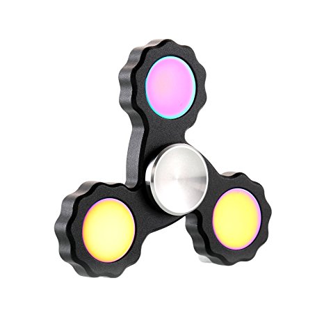 Hand Spinner Fidget Toy High Speed Stainless Steel Bearing Black with Rainbow Sides for ADHD Focus Anxiety Relief Toy