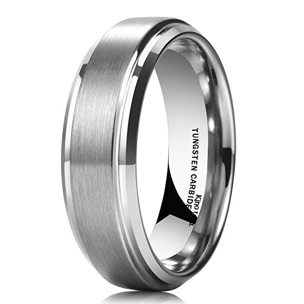 King Will Basic Men's 7mm Tungsten Carbide Ring Diamond Finish Matte Wedding Engagement Band