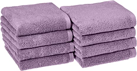 AmazonBasics Quick-Dry Hand Towels, 100% Cotton, Set of 8, Lavender