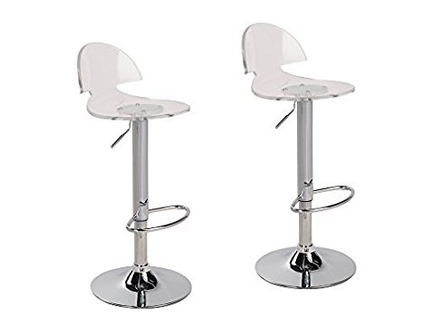 2 x Acrylic Hydraulic Lift Adjustable Counter Bar Stool Dining Chair Clear -Pack of 2 (2003)