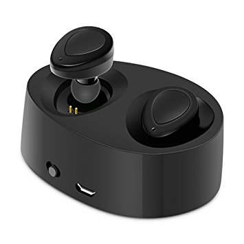 True Wireless Bluetooth Earbuds for Business and Music Sharing, Mykit In-Ear Earphones Super Stereo Noise Cancelling Mic Comfortable for iPhone 7 Plus Samsung Galaxy S7 iPad Android IOS (Black)