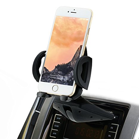 New Version,Ipow One Touch Installation CD Slot Smartphone Car Mount Holder Cradle for iPhone 6 6( ) 6S 6S plus 5S 5C 4S,iPod Touch,Samsung Galaxy S5 S4 S3 Note 2 Note 3,Nexus 5,HTC,LG,BlackBerry