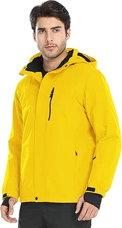 FREE SOLDIER Men's Waterproof Ski Jacket Fleece Lined Warm Winter Snow Coat with Hood Fully Taped Seams