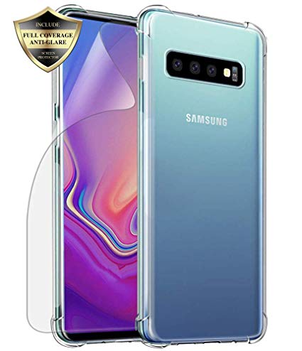 Samsung Galaxy S10 Plus Case, Androgate Transparent Slim Soft TPU Cover Bumper Case with Screen Protector for Galaxy S10 Plus, Clear