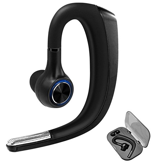 Bluetooth Headset, Wireless Bluetooth Earpiece /Headphones With Microphone, HD Voice Headset for Driving, Noise Canceling and Hands Free with Mic for iPhone, Smart Devices (Black)