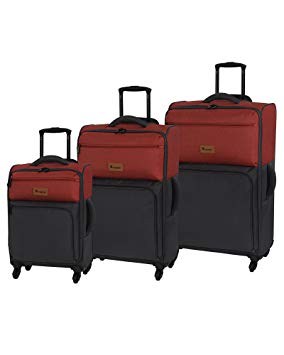 IT Luggage Duotone 4 Wheel Lightweight 3 Piece Set, Tritex Red Clay Magnet