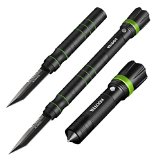 Multifunctional Rechargeable Flashlight Knife - Kootek Self Defense Survival Knife with Tactical Adjustable Cree LED Flashlight Torch for Vehicle Hunting Camping Outdoor Flashlight Battery Included