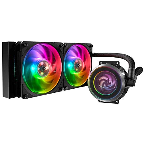 Cooler Master MasterLiquid ML240P Mirage Addressable RGB Close-Loop AIO CPU Liquid Cooler, Transparent Pump, Dual MF120 Fans, Independently-Controlled ARGB LEDS for AMD Ryzen, Threadripper/Intel 1151